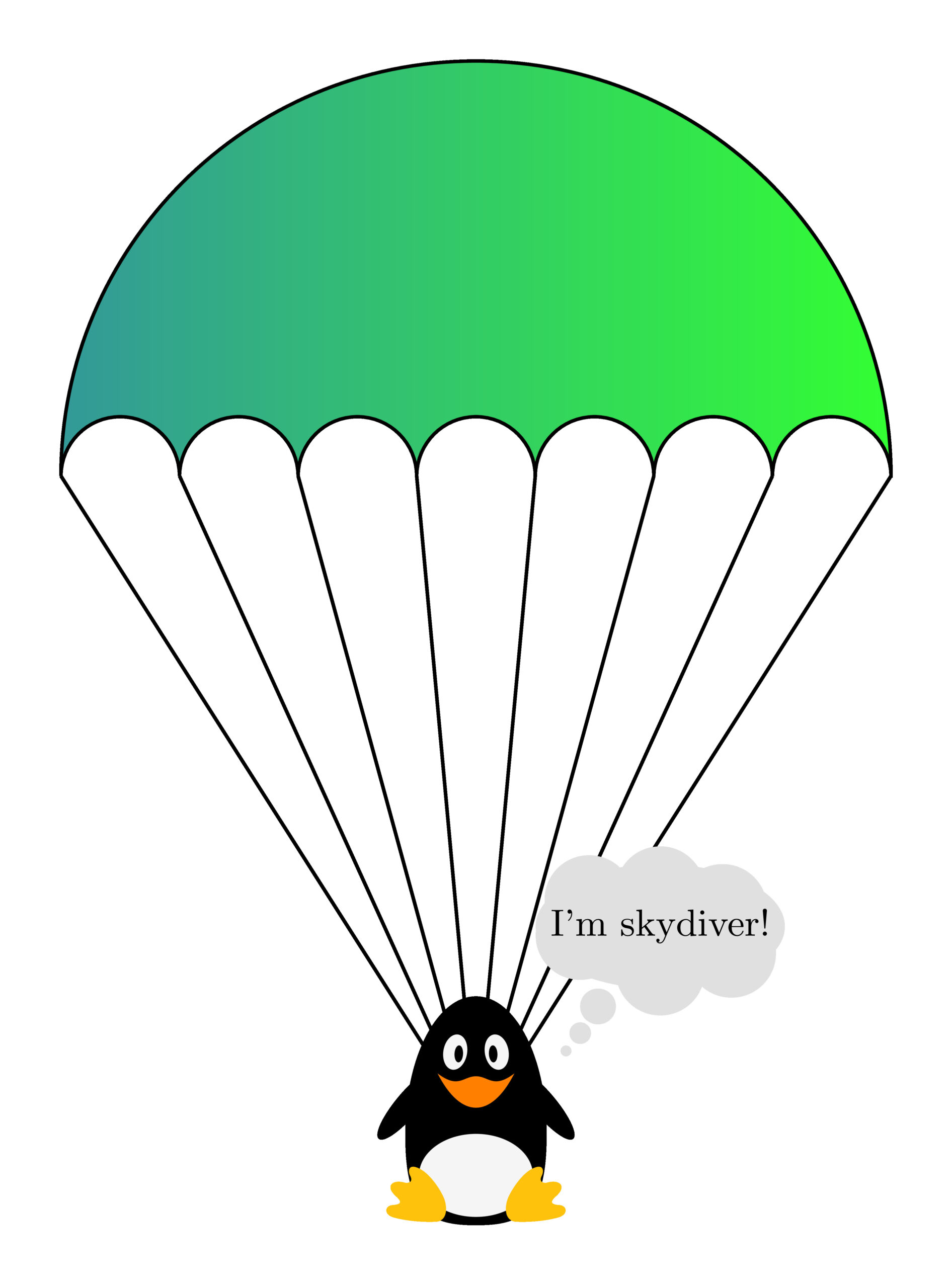 Skydiver with parachute in TikZ