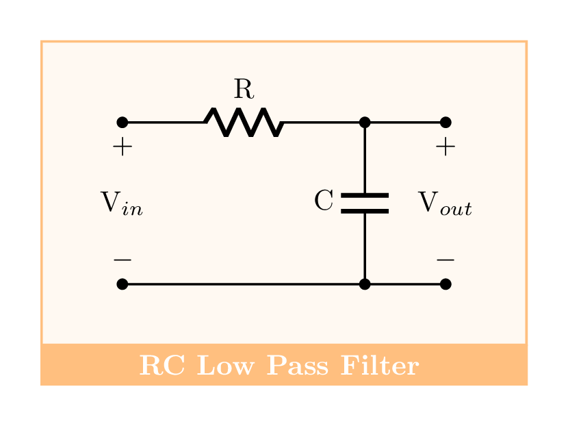 RC Low Pass Filter in circuitikz